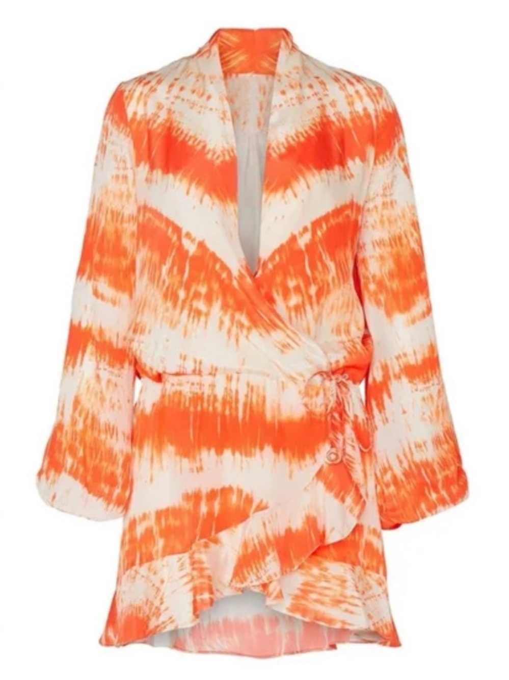 Rococo Sand Orange and White Tie-Dye Wrap Cover-Up